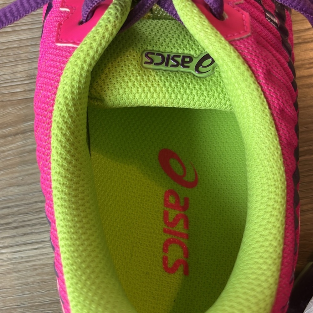 ASICS Girls Pink, Purple, Lime Sneakers - Picture 8 of 9